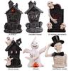 Halloween Horror Ghost Figurine Resin Micro Skull Ghost Landscape Wear-Resistant Ghost Skeleton Ornament for Home Office