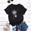 European and American Summer Women's Dandelion Print Round Neck Short-Sleeve Casual T-Shirt