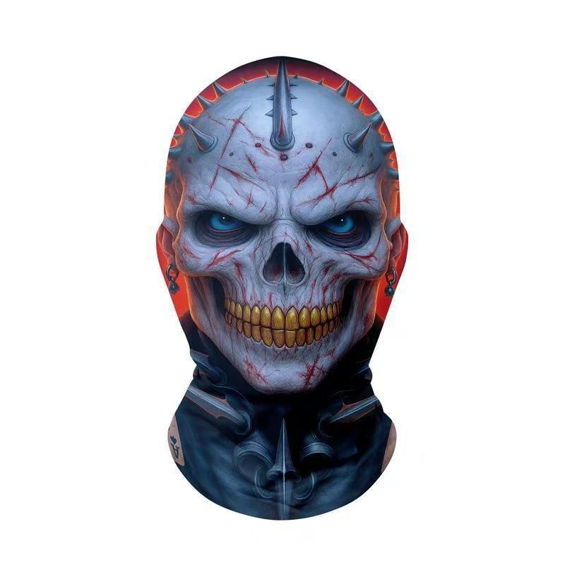 Máscara 3D de Cara de Fantasma de Halloween Pasamontañas de Malla Elástica de Cara Completa Transpirable Cubrecabezas de Zombi Accesorios de Cosplay de Halloween para Fiesta de Terror