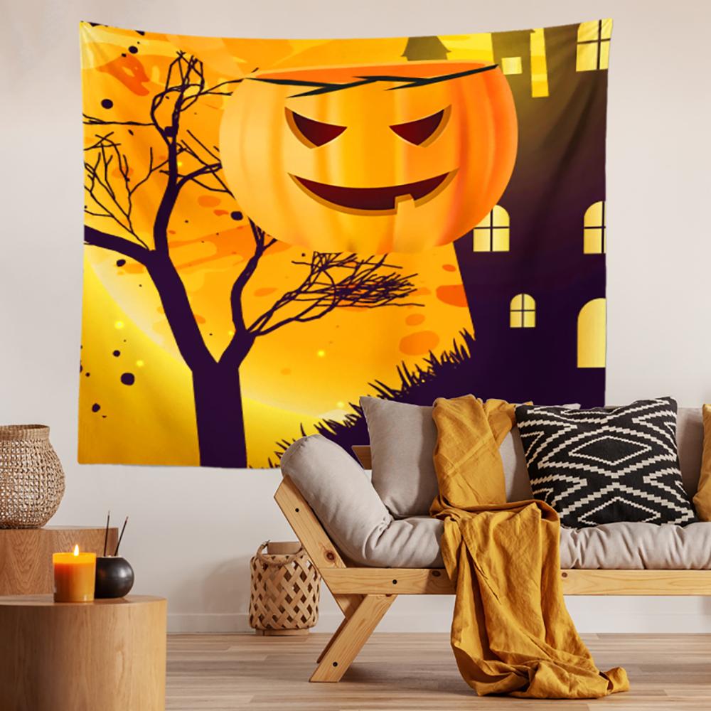 Halloween Horror Pumpkin Print Pattern Tapestry Ceiling Home Living Room Bedroom Wall Decoration Tapestry 230x180cm