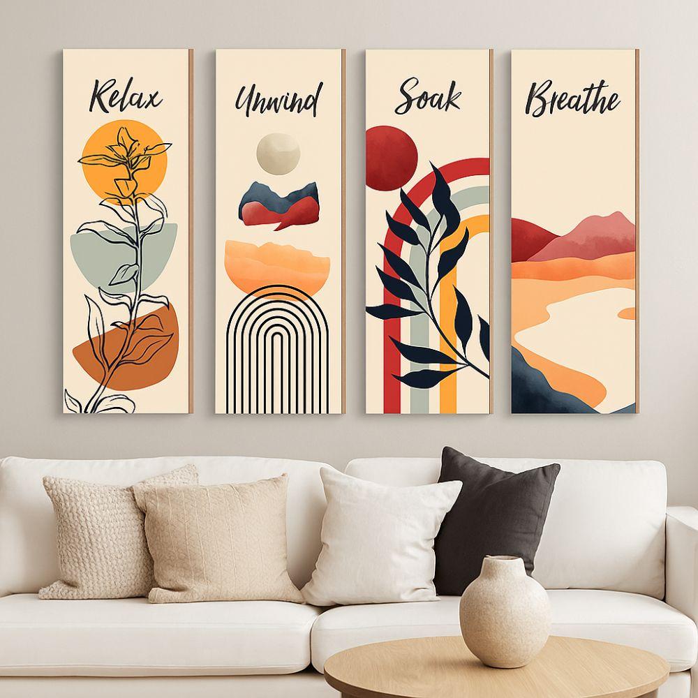Inspirational Quotes Bohemian Abstract Hanging Sign Wall-mounting Artistic Plant Leaf Pendant Handmade Decorative Panel