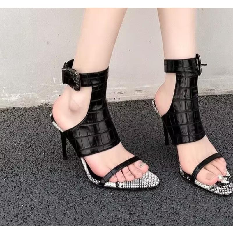 Designer Serpentine High Heels Women's Sandals Pointed Toe Pumps Summer Luxury Sexy Open Toe Party Shoes Sandalias Mujer