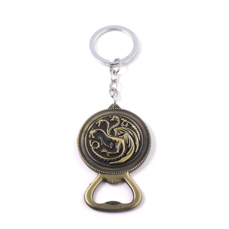 Classic Movie Dragon Shape Keychain Wolf Head Pendant Fashion Trend Bottle Opener Keyring for Fan Collectible Accessories