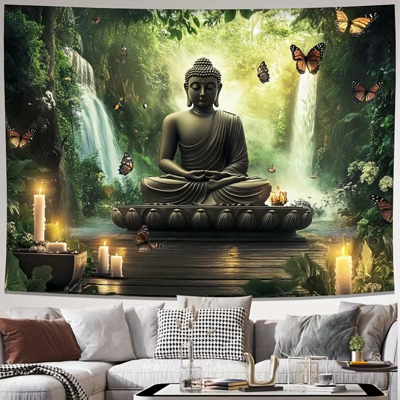 2D Zen Buddha Meditation Backdrop Photography & Home Background 47.2x31.5inch/120*80cm