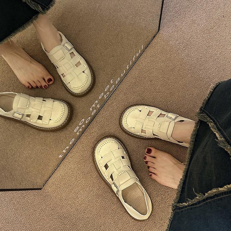 Baotou Sandals Women's 2025 Summer and Autumn New Two-wear Thick-soled Hole Shoes Flat-soled Soft-soled Versatile Casual Single Shoes