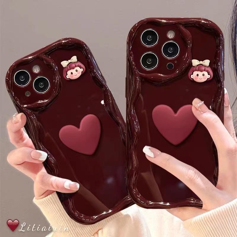 New Year'S Red Bow Mobile Phone Case Is Suitable For Iphone17Pro All-Inclusive Fine Hole Anti-Drop Apple 16 Love.