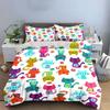 Rainbow Patchwork Cat Bedding Set Folk Floral Abstract Kitty Print Duvet Cover 2 Pillowcases Single Double King Queen Gift