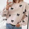 Autumn Women's Bow Jacquard Knitwear Sweater - Simple European & American Design