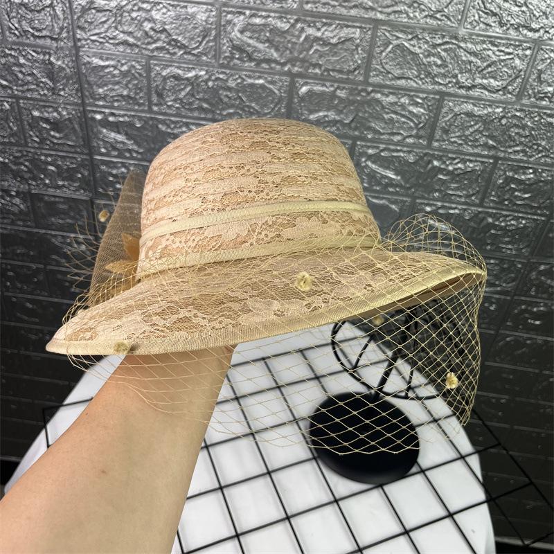European and American lace mesh sun hat female summer foldable bucket hat travel breathable sun hat top hat