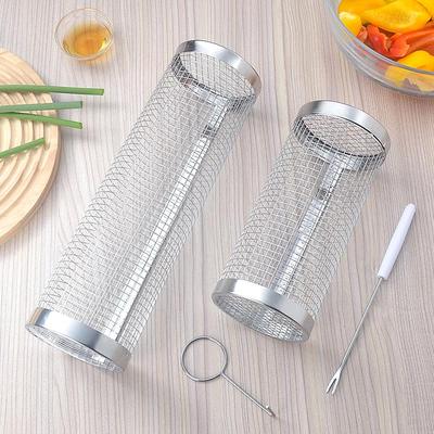 Portable Stainless Steel Rotating Barbecue Cage and Grill Net