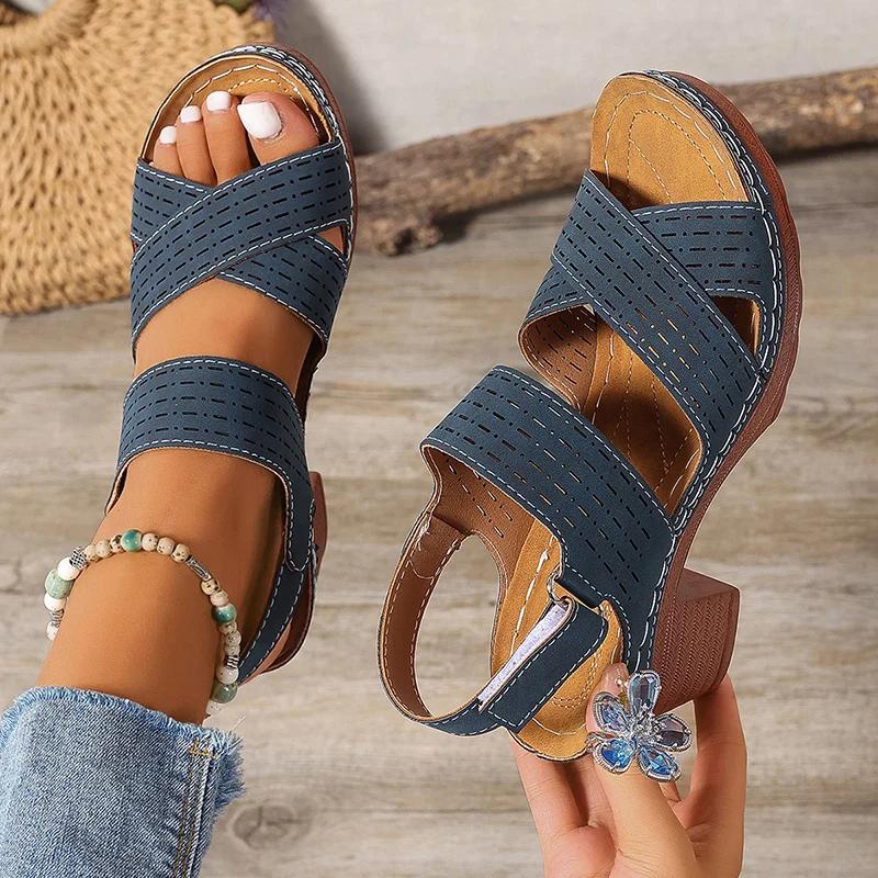 Fashion Women Shoes Summer Light High Heels Sandals Women 2025 Square Heel Rome Sandals Woman Open Toe Sexy Outdoor Shoe Sandalias Mujer