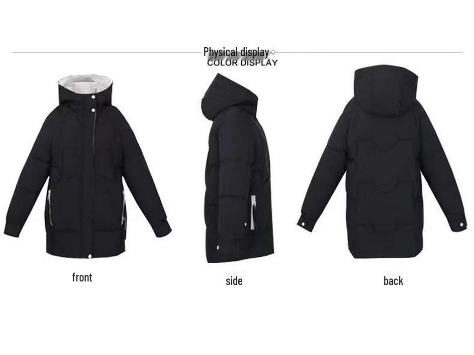 Women's Mid-Length Korean Style Down Cotton Jacket - Loose, Thick, Winter Coat