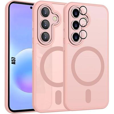 Magnetic Case - BOOLING - for Samsung Galaxy A57 5G - with Anti-Scratch Camera Glass - Pink