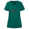 Damen Kurzarm V-Ausschnitt Oberteile Arbeitsfarbe Tasche Bluse