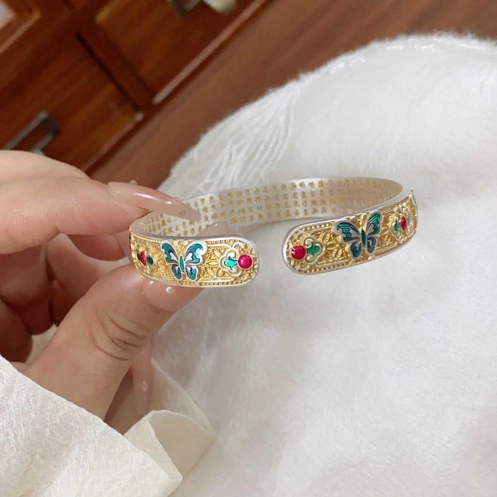 Ethnic Style Women's Hand Bracelet Traditional Chinese Cloisonne Bracelet Enamel Bracelet  Women