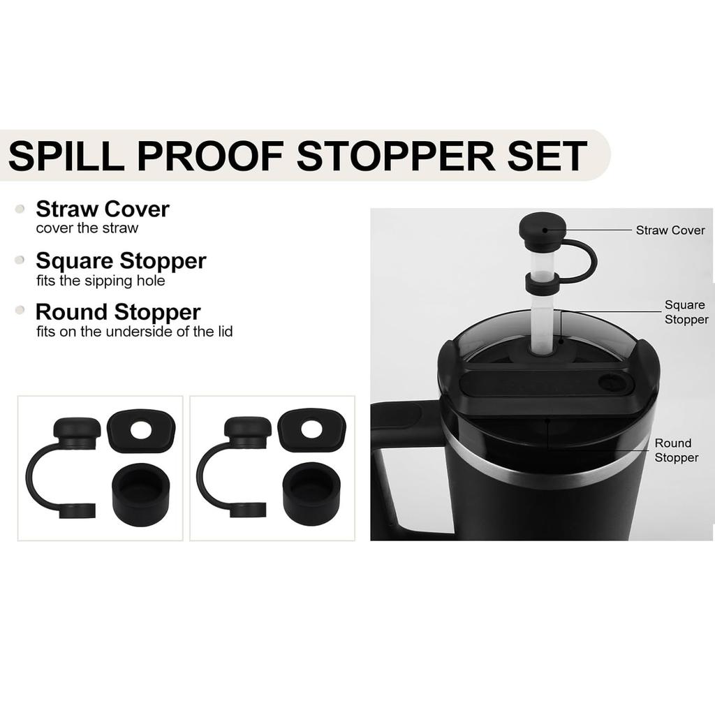 6/12Pcs Accessories for Stanley Cup 1.0 2.0 40oz/ 30oz Tumbler Silicone Spill Proof Stopper Set Straw Cap Leak Stopper