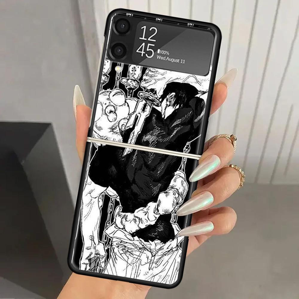 Jujutsus Fushiguro Toji Harte PC-Handyhülle Für Samsung Galaxy Z Flip 7 6 5 4 3 Schwarz ZFlip7 ZFlip6 Flip5 Flip4 Flip3 5G Druck Co