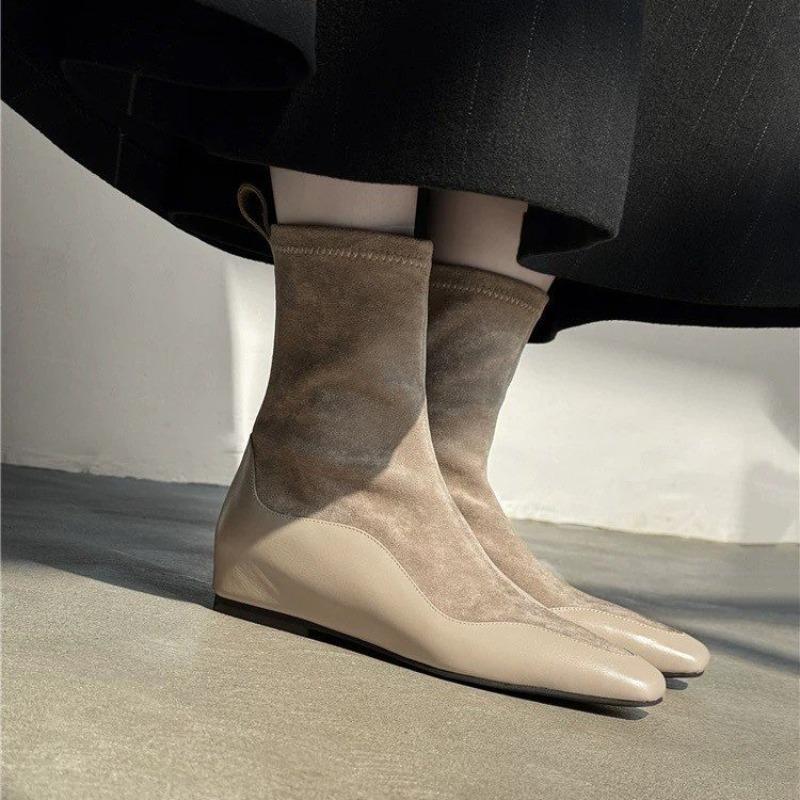 Fashion French Inner Heel Heel Mid-leg Boots, Small Booties, New Autumn and Winter Look Thin and Versatile