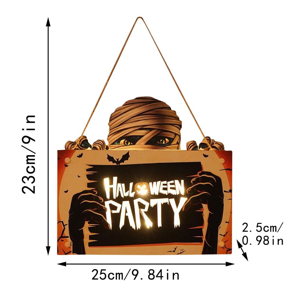Halloween Wooden House Sign Pendant With Led Lights Wall Crafts Decoration For Gardens Terraces Porches
