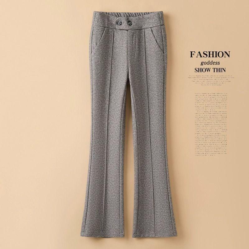 

Женские утепленные повседневные прямые брюки женские свободные брюки большого размера осень-зима женские шерстяные расклешенные брюки с высокой талией XL серый