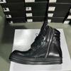 R-o Designer Men Shoe Full Black Leather Ankle Boot Sneaker High Top Casual Shoes Jumbo Laces Zipper Women Boots Flat Sneakers