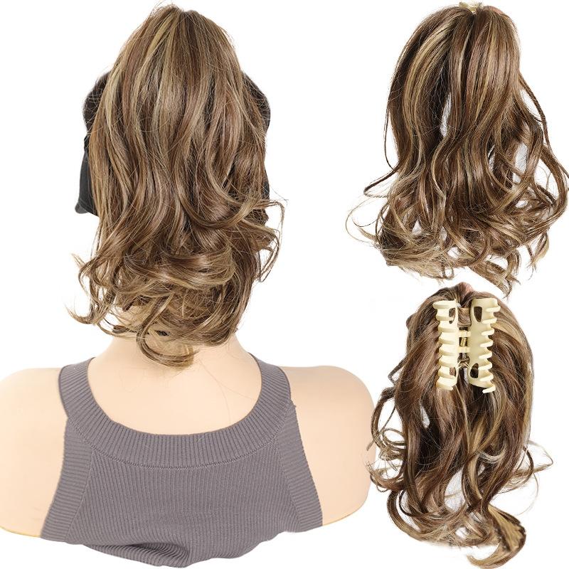 Clip per Capelli Sintetici Corti Ricci Folti Estensioni per Capelli Coda di Cavallino Piccolo Artiglio per Coda di Cavallo Capelli Finti su Clip Parrucca Ondulata per Donne