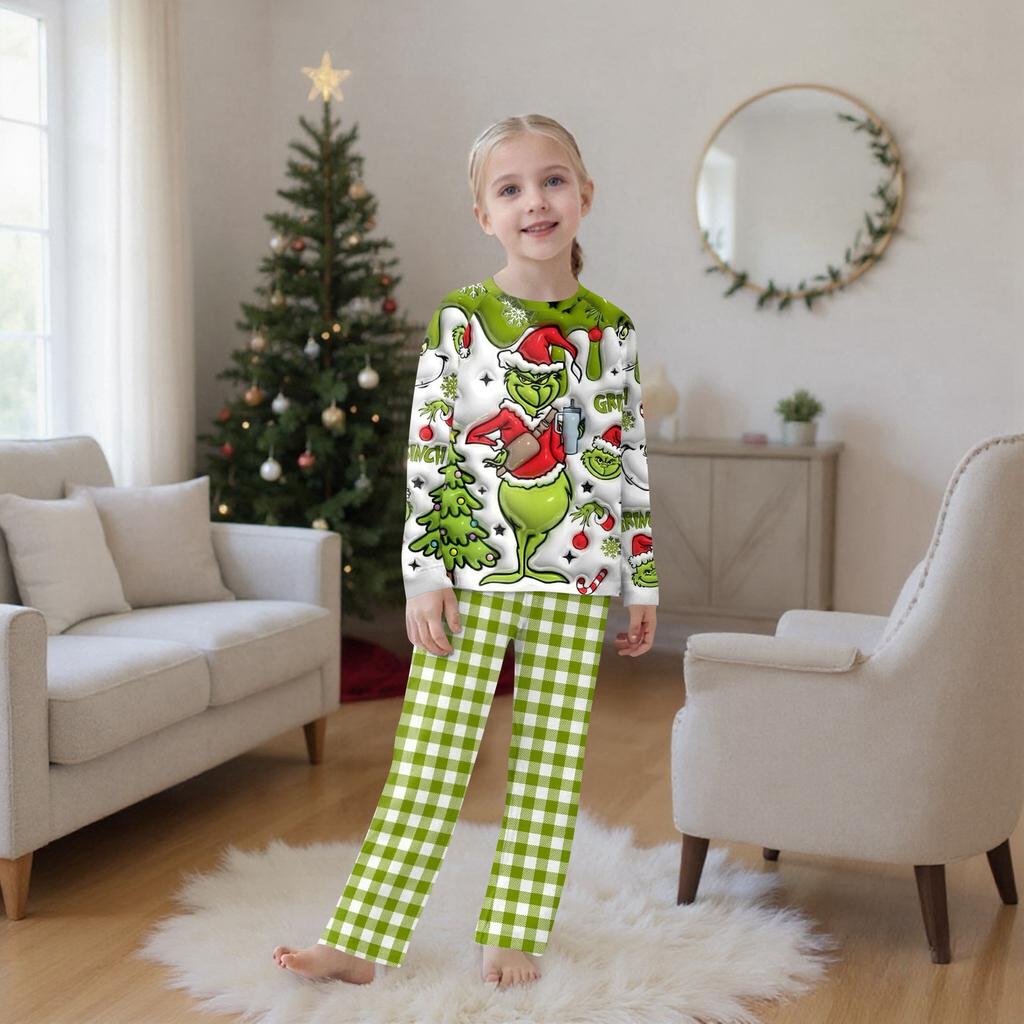 Christmas Prints Family Matching Long Sleeve Tops+Pants Set Family Matching Sets