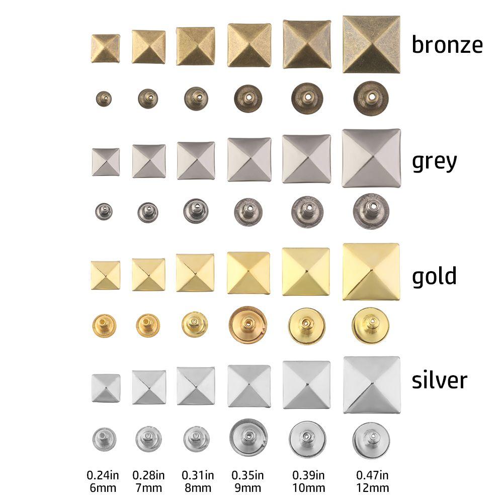50Sets Fashion Garment Aceessories Shoes Bag Decor Square Rivets Metal Spikes Cloth Button Fix Studs