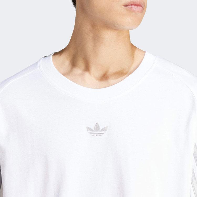 Adidas Originals Three Stripe Color Block Loose Fit Crew Neck Short Sleeve T-Shirt Men Tops White IT7446