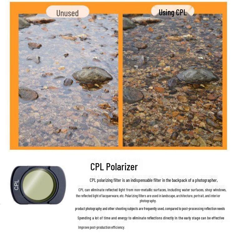 UV Black Soft ND Light Reduction CPL Polarizing Portrait Filter for DJI Osmo Pocket 3/4 Action Camera