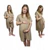 Maternity Nightgown for Childbirth Cotton Short Sleeve Size Beige
