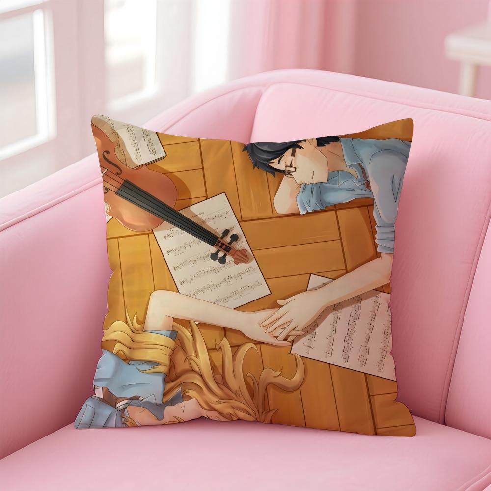 YYour Lie in April Cushion Cover Pillow Case Soft Friendly Fabric Concealed Zipper