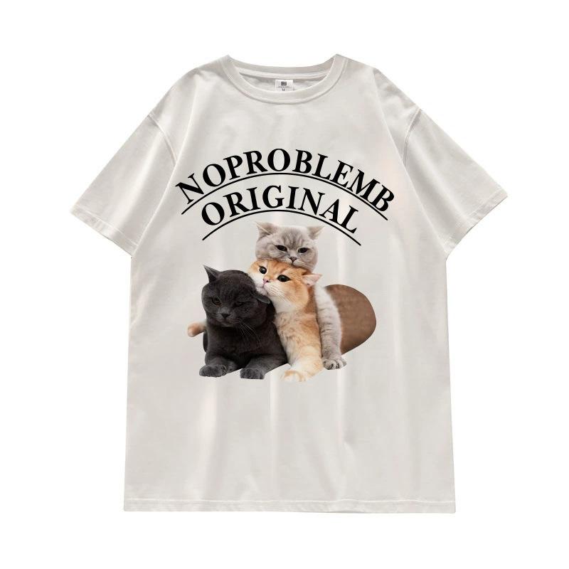 summer Women funny cartoon Print T Shirt harajuku Round Neck loose Casual Y2K Harajuku Tops korean white graphic t-shirts young girl