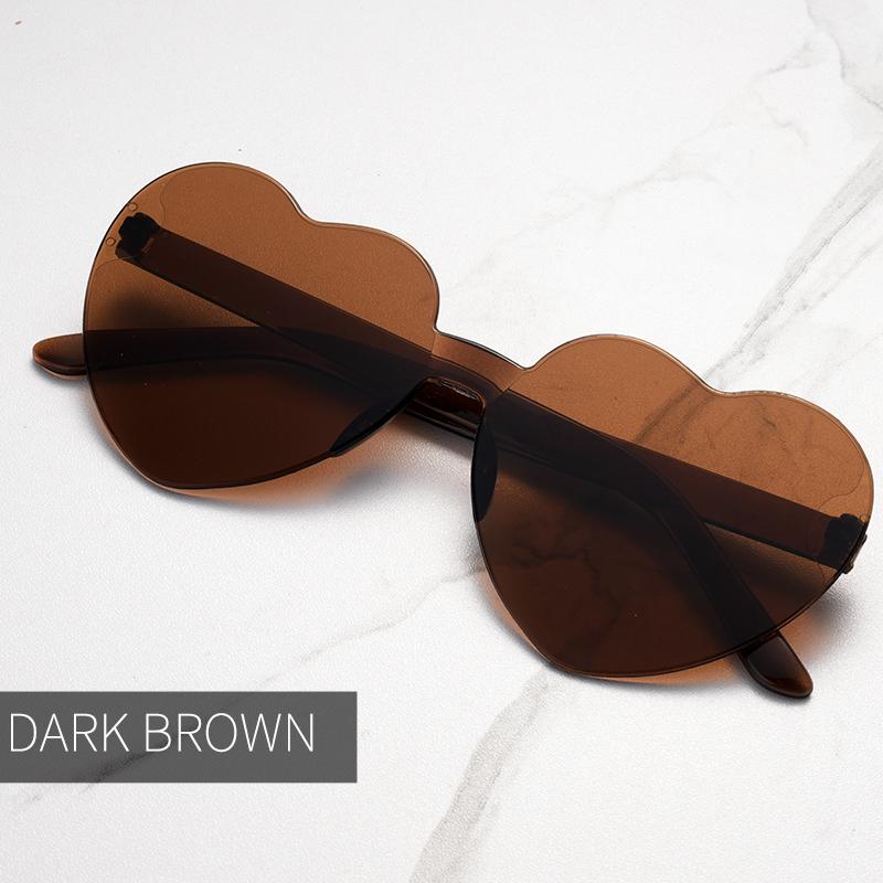 

Free shipping 2024 Candy color heart shape ocean personality Frameless Sunglasses Fashion Candy Love Sunglasses темно-коричневого кольору