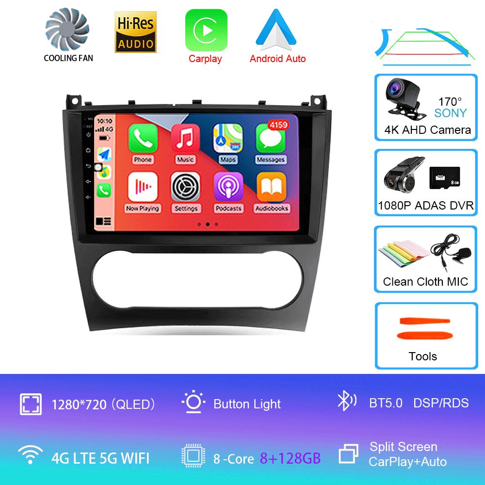 Radio auto Android 14 Carplay pentru Benz W203 W209 C180 C200 C220 C230 2004 - 2011, navigație GPS, player multimedia, wifi + 4G BT Auto