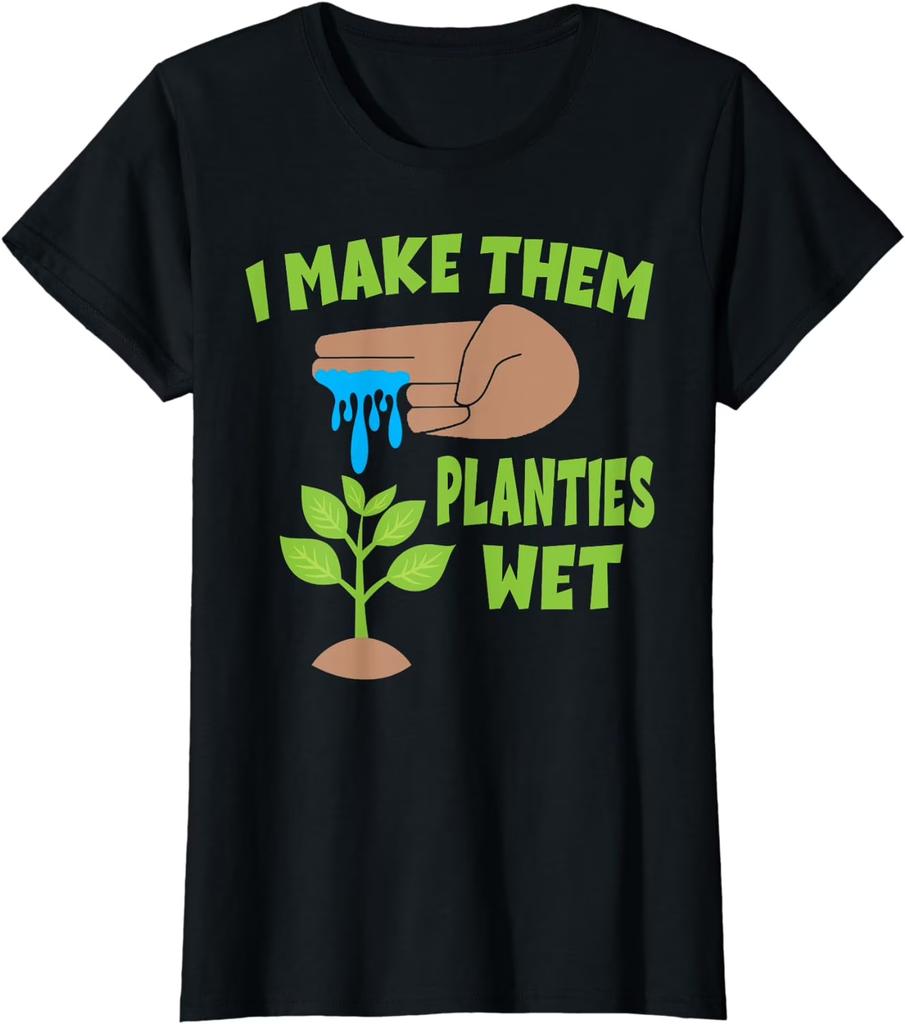 Mens Fun Graphic TShirt Series  Black Wet Plant Short Sleeve Tee
