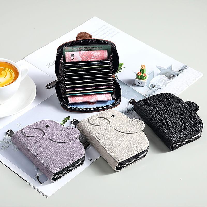 2024  Japanese Creative Ins Style Cute Little Elephant Zipper Wallet Women'S Fresh And Compact Leather Coin Purse Cute Wallet