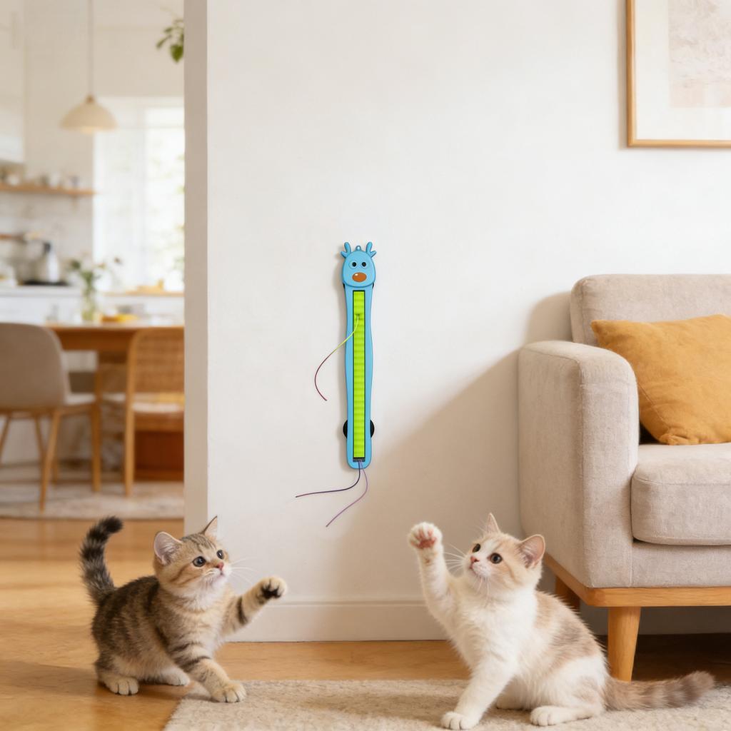 Auto Motion Fliegendes Seil Spielzeug, Automatisches Elektrisches Wandmontiertes Interaktives Spielzeug für Wohnungskatzen, Freihändige Bewegung & Langeweile-Abbau