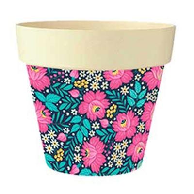 [Q6425] - Cache-pot bambou 'Floral' multicolore -  10. 5x9. 5 cm