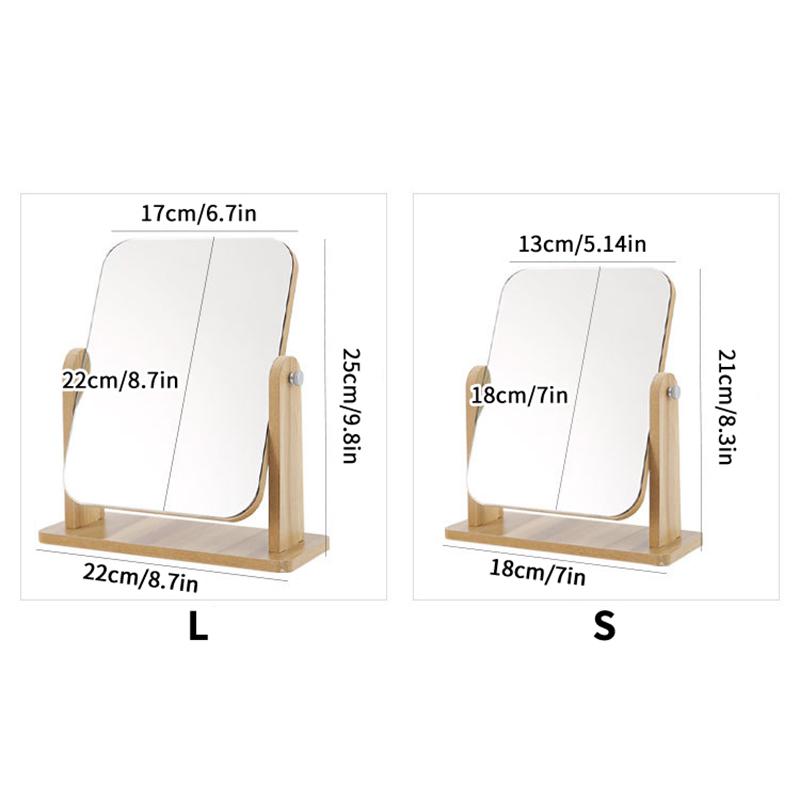 Makeup Mirror Standing Wooden Can Rotate 360 Degrees Generally Used In Dormitories And Homes Convenient To Use