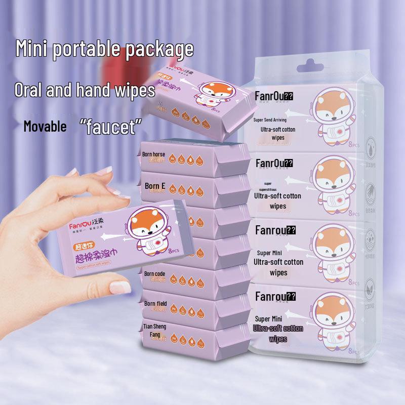 Paquete de Viaje Mini Toallitas Húmedas: 8 Toallitas Húmedas para Bebé por Paquete, Especialmente para las Manos de los Niños