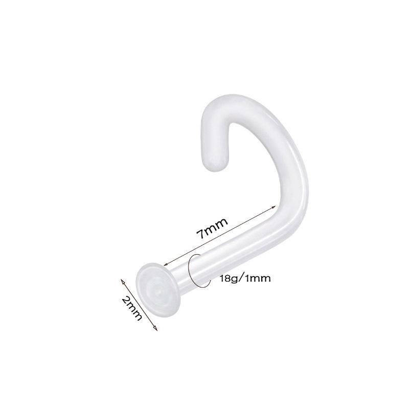 Transparent Color Glass C-Shaped L-Bend Nose Stud Ring - Invisible Curved Bar Nose Jewelry