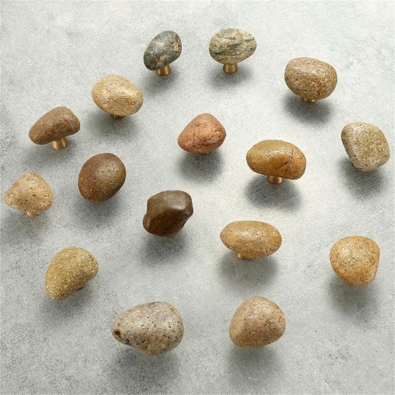 5Pcs Cobblestone Cabinet Knob Drawer Pulls Elegant Furniture Decorative Handle for Kitchen Cupboard Wardrobe Enduring
