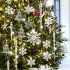 Acrylic Christmas Pendants Crystal Clear Snowflake Icicle Xmas Tree Hanging Pendant Ornaments New Year Home Party Decoration
