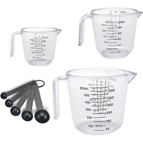 

Plastic Measuring Cup, Baking Measuring Cup, 150ML, 300ML, 600ML, Easy to Read Measurement, Accurate Cooking