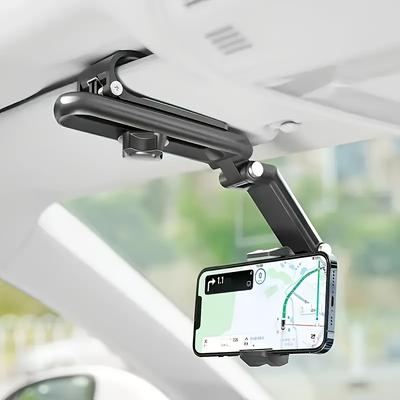 Durable 1080° Rotatable Sun Visor 1pc Car Phone Holder - Adjustable ABS Material Mount for Bedroom, Kitchen, and Vehicle Use