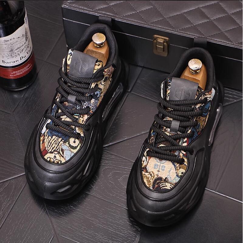 

Fashion Men s sports fashion air cushion shoes printed color matching trend casual shoes thick sole Korean men s shoes a39 38