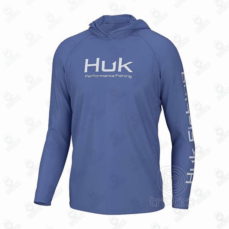HUK Outdoor Hooded Sun Protection Fishing Shirt - UV Guard & Milk Silk for Comfort