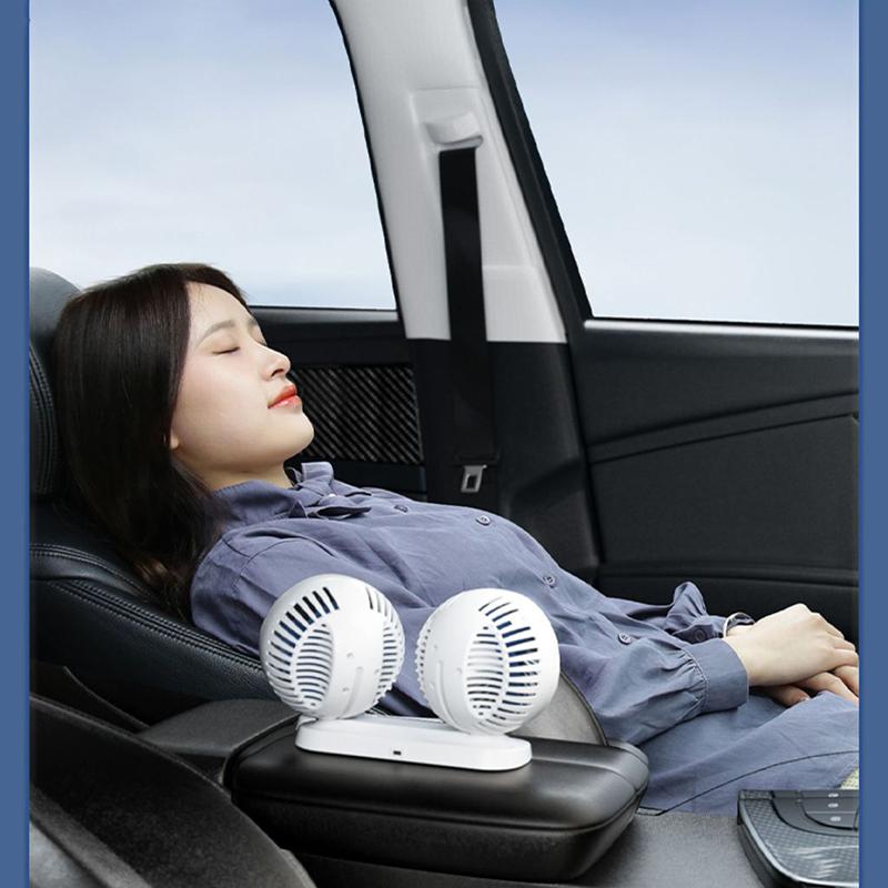 12V 24V Car Fan 360Degree Two-key Switch Independent Separatio Air Cool Vehicle Double-Head Rotating Electric Fan Car Appliances