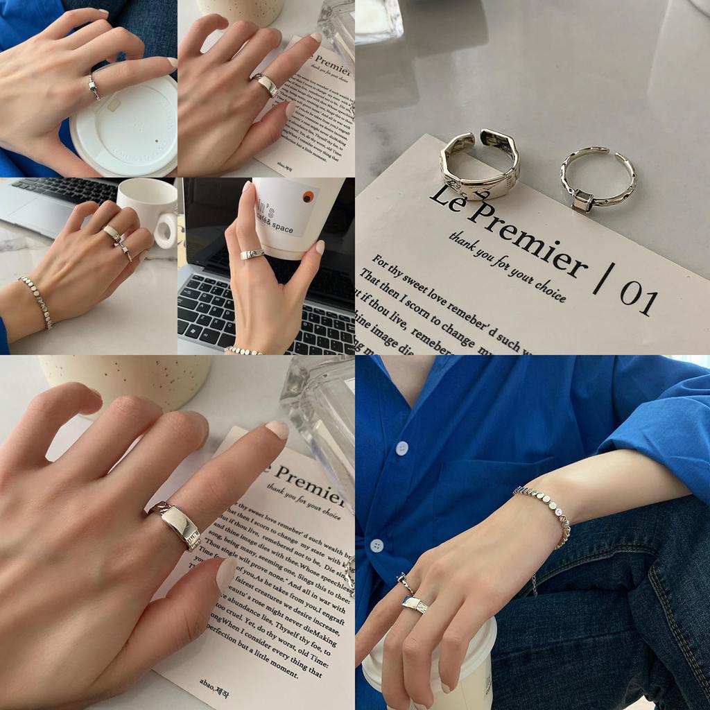 Stylish 925 Silver Ring For Women Minimalist Smooth Surface Square Geometric Shape